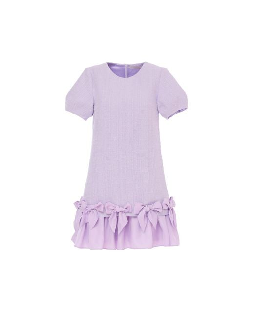 Georgette Purple Tweed Mini Dress