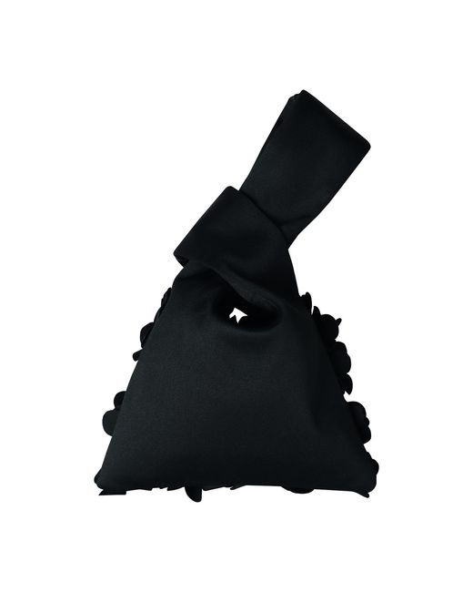 2KStyle Black Swan Three-Dimensional Florals Hand-Embellished Satin Mini Wristlet Pouch