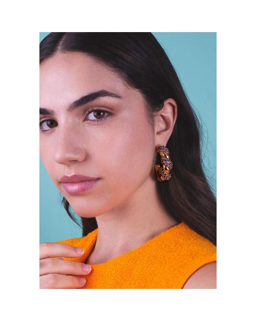 Lavani Jewels Metallic Purple & Gold Plated Paramount Hoops