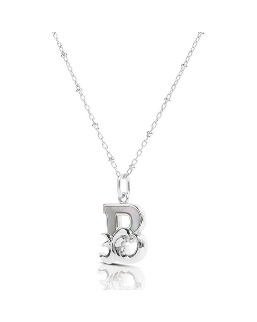Kasun Metallic Solid B Initial Necklace With Mother Of Pearl