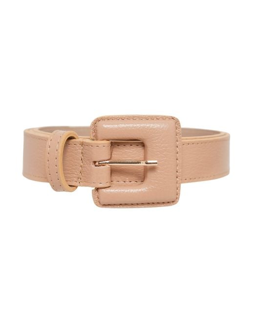 BeltBe Brown Neutrals Mini Square Narrow Leather Belt