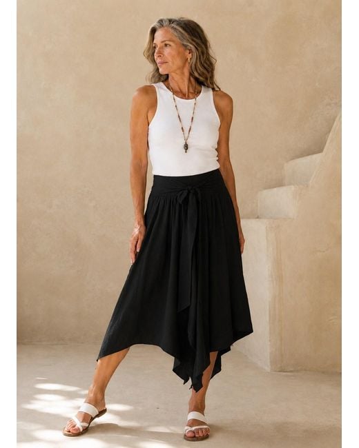 Lumina Eligma Black Bohemian Midi Skirt