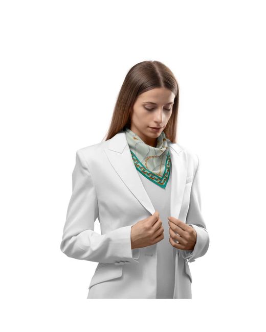 Le Parmentier Green Heritage Chain And Pearls Silk Bandana