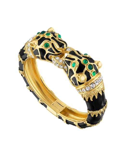 Laura Gray Metallic Enamel Double Panther Bracelet