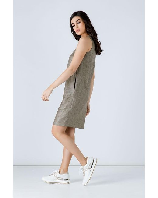 Conquista Natural Sleeveless Sack Dress With Pockets