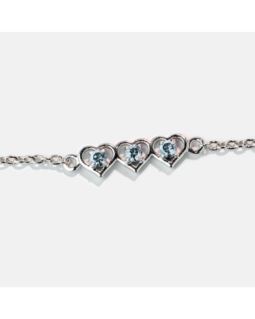Belinda Jewelz Metallic Aquamarine Triple Heart Bracelet