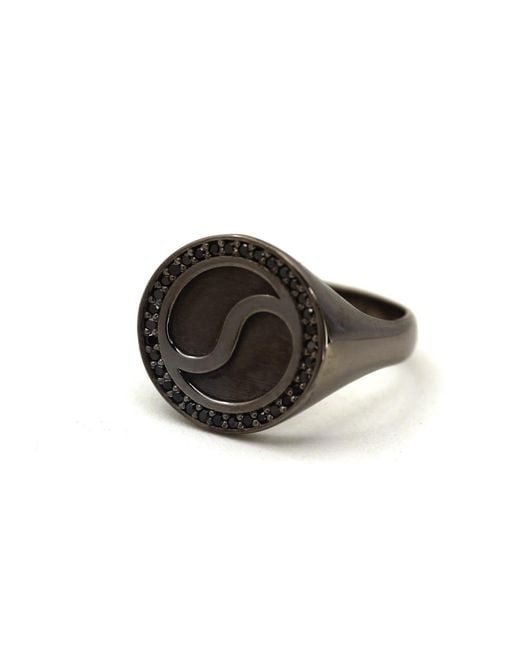 VicStoneNYC Fine Jewelry Black Yin And Yong Stone Bold Signet Ring For for men