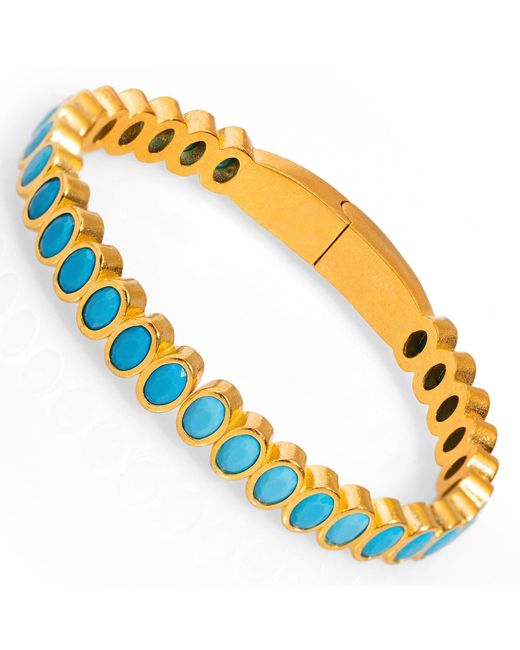 Ebru Jewelry Metallic Teardrop Gemstone & Bangle Bracelet