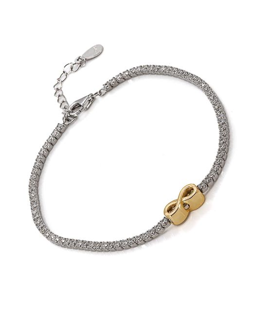 Ebru Jewelry Metallic Infinity Diamond Tennis Bracelet