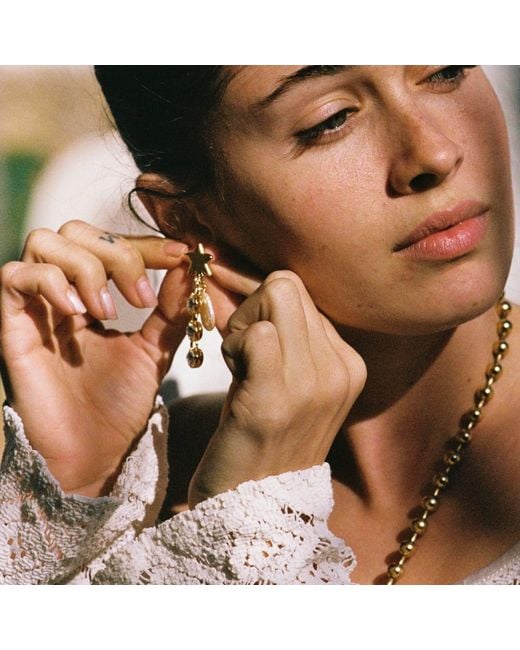 Sccollection Metallic Ziggy Star & Pearl Earrings