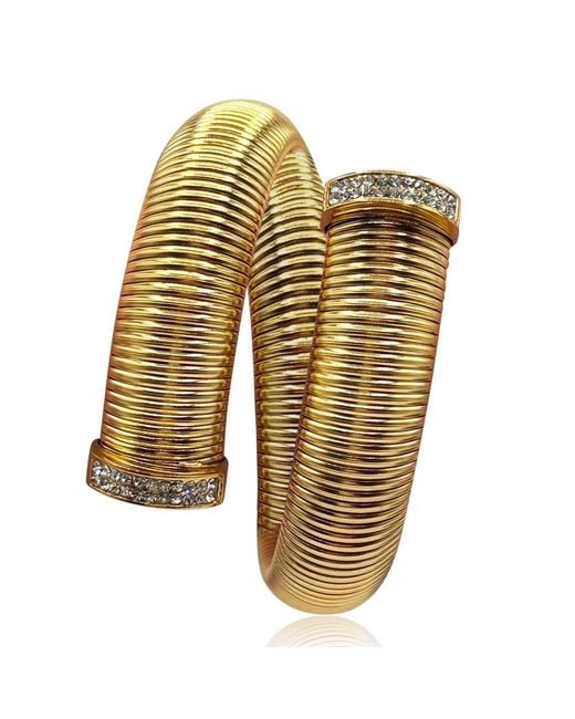 Michael Nash Jewelry Metallic Lisette Plated Sixteen Millimeter Cobra Bracelet With Pave Tips