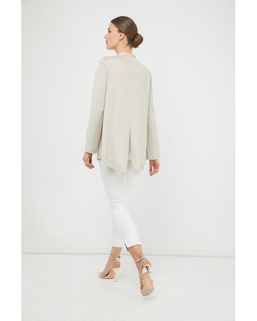 Conquista Gray Neutrals Open Front Linen Cardigan