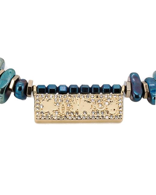 Ebru Jewelry Blue Protection & Luck Hematite Beaded Symbol Bracelet