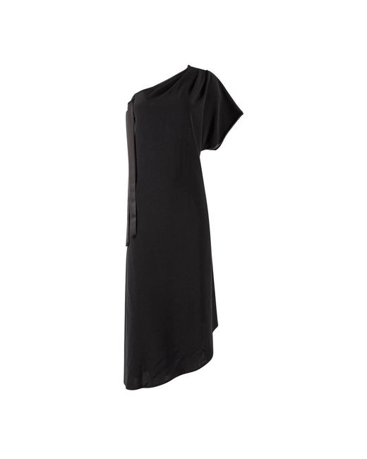 Monessa Joan Black One Shoulder Dress With Detachable Sequin Bow