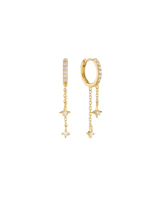 Vanhi Metallic Star Double Chain Dangle Huggies