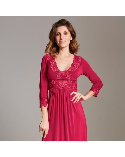 Oh!Zuza Red Midi Viscose Nightgown