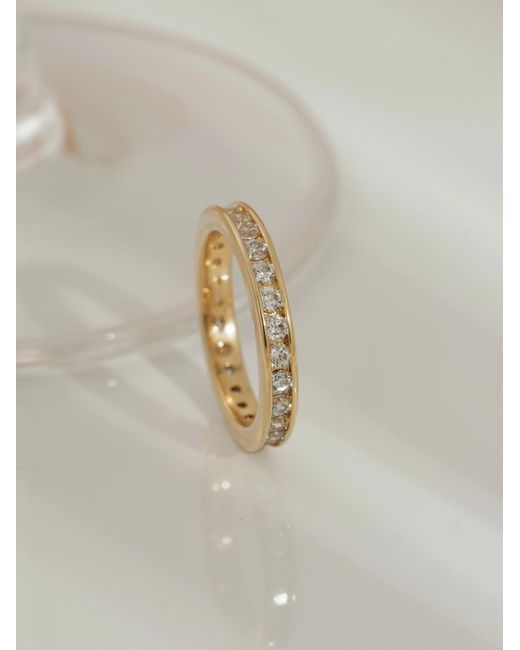 Diamonbliss Metallic Embellished With Swarovski Channel Setting One Carat Round Cut Eternity Ring