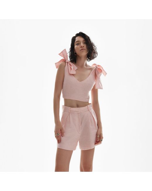 Lita Couture Pink Linen Shorts