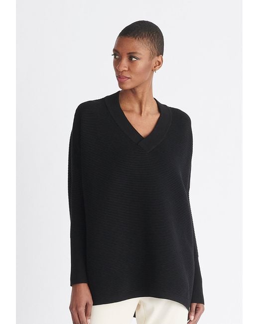 Paisie Black V-Neck Ribbed Jumper