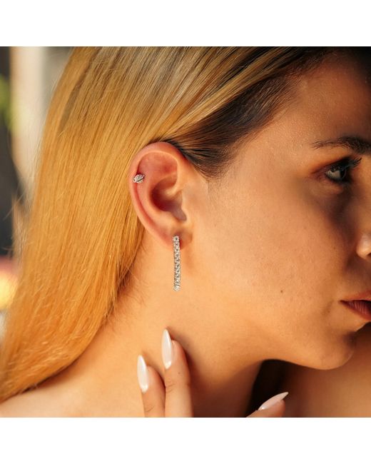 Spero London White Sterling Long Tennis Earrings