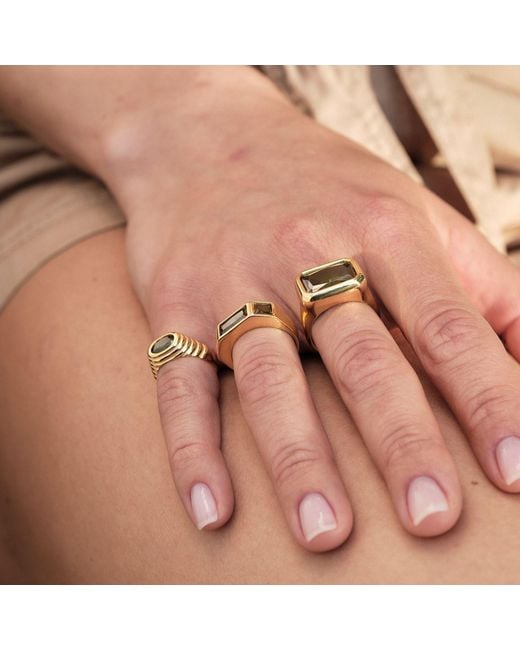LINYA JEWELLERY Metallic Nova Large Crystal Stone Ring