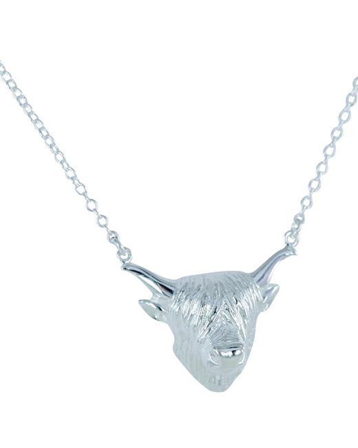 Reeves & Reeves Blue Sterling Highland Cow Necklace