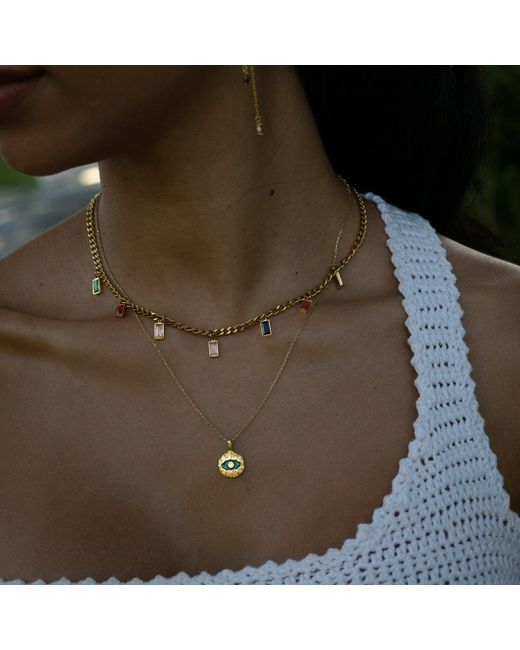 Ebru Jewelry Metallic Emerald Soul Evil Eye Necklace
