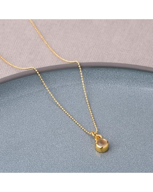 Nellou Jewellery Metallic Gem Dot Citrine Birthstone Necklace November Plated Sterling