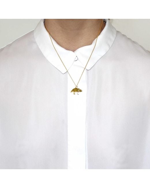 Origami Jewellery Metallic Sterling Silver & Gold Mini Triceratop Origami Necklace