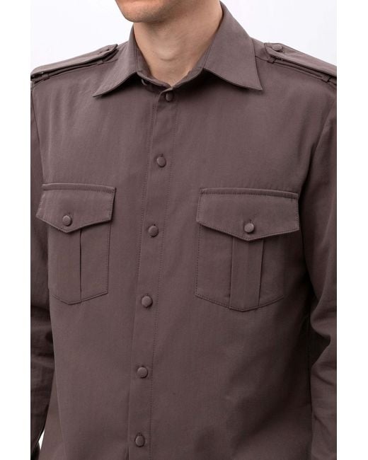 Maison Bogomil Brown Military Shirt for men