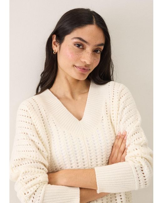 Loop Cashmere White Pointelle Sweater