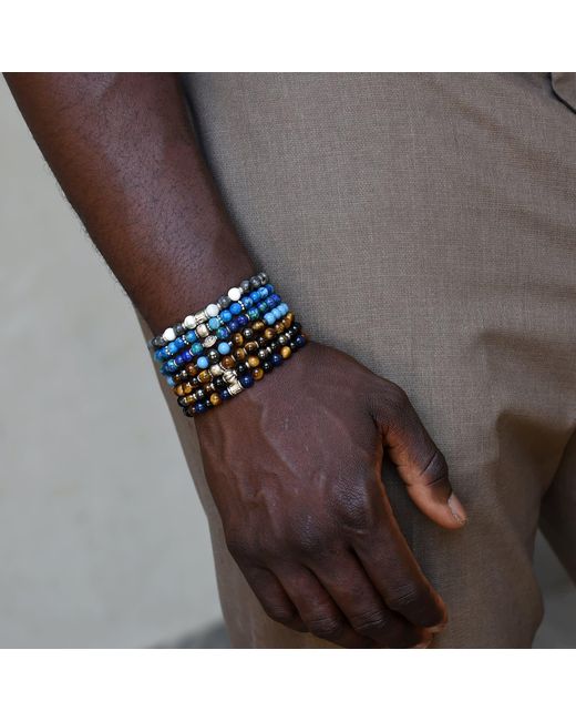 Addicted Blue Calm Sterling Bracelet With Striped Jade & Jade for men