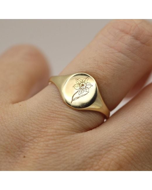 VicStoneNYC Fine Jewelry Metallic March Daffodil Flower Ring