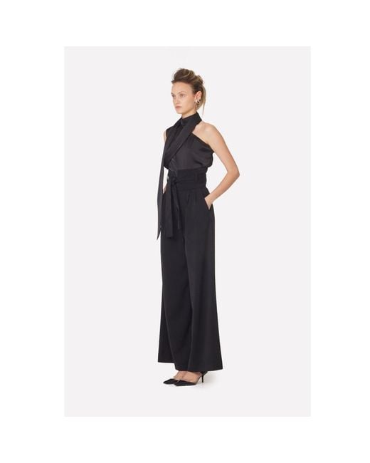 Julia Allert Black High Waist Long Wide Leg Trousers –