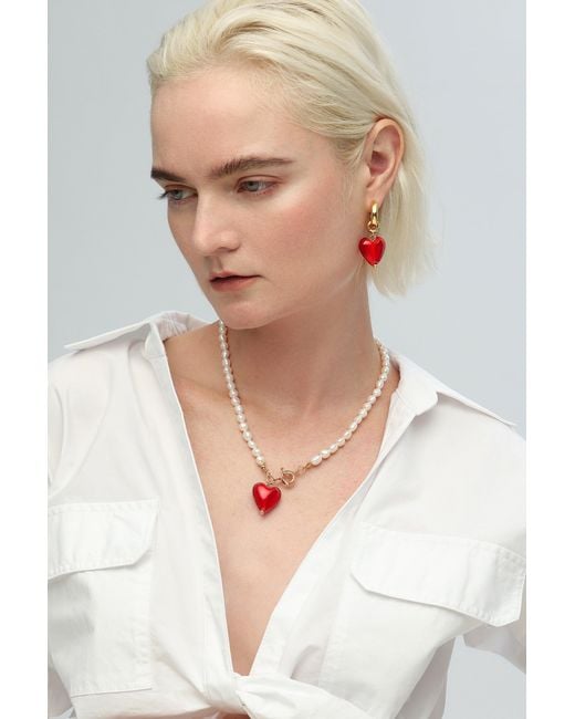 Classicharms Red Esmée Glaze Heart Dangle Earrings