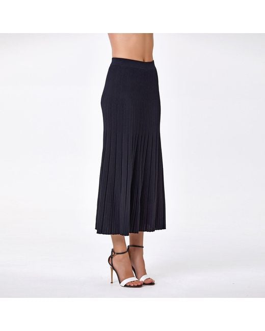 Smart and Joy Green Long Pleated Cotton Knit Skirt