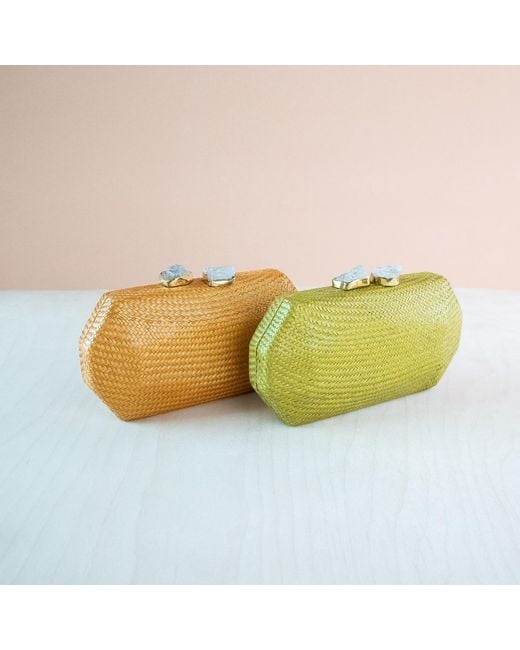 LIKHÂ Yellow Sarsuela Handwoven Clutch Camel