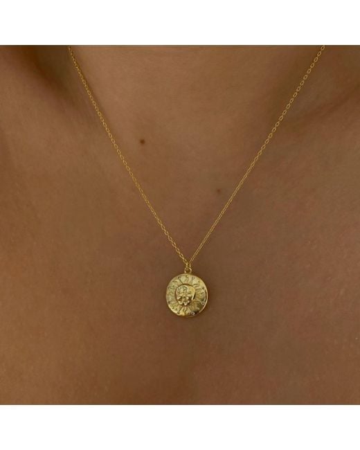 Spero London Metallic Sun Embossed Silhouette Sterling Medal Necklace