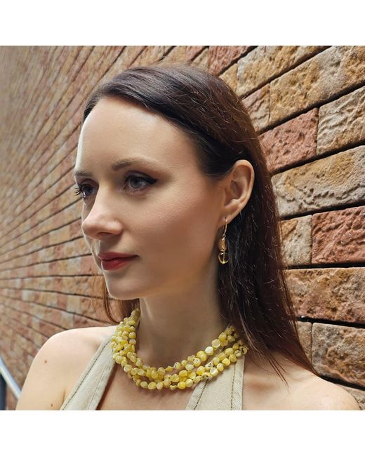 Farra Metallic Modern Style Heart Citrine Dangle Earrings