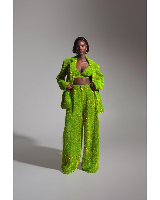 Ofuure Green Liza Sequin Bra Top