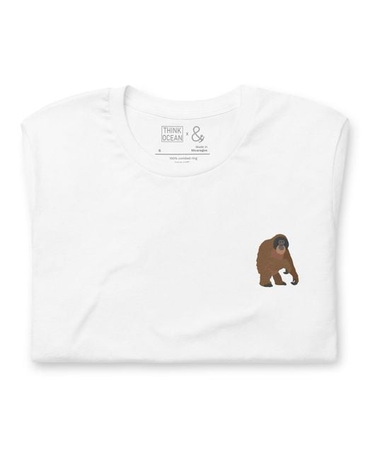 Anchor and Crew White Think Ocean Orangutan Aspirations Cotton Embroidered T-Shirt for men