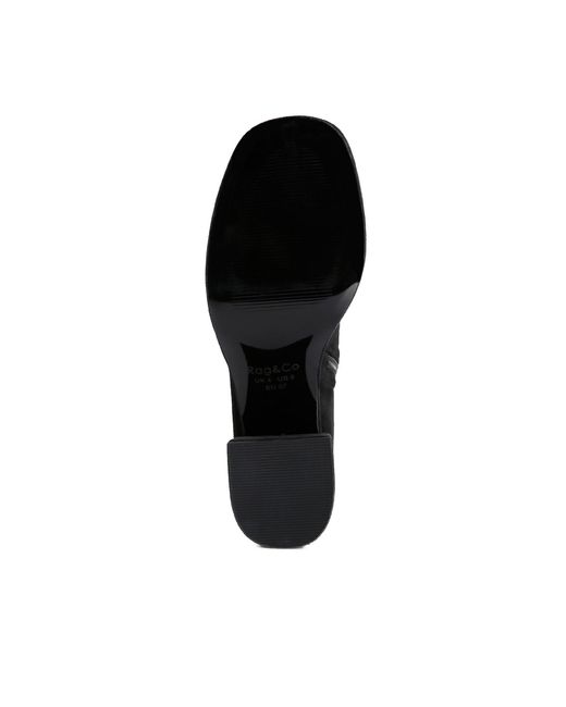Rag & Co Black Two-Cubes Suede Platform Ankle Boots
