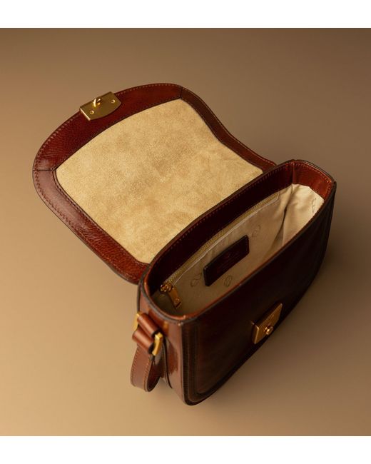 Time Resistance Brown Leather Saddle Bag