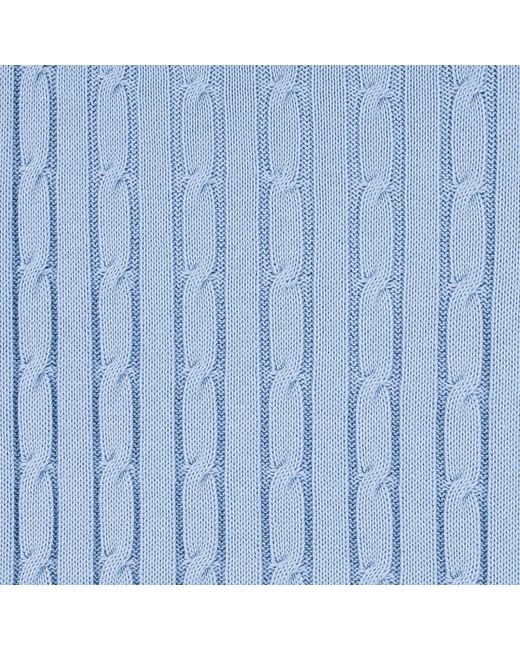 Paul James Knitwear Blue Cotton Talulah Cable V Neck Jumper