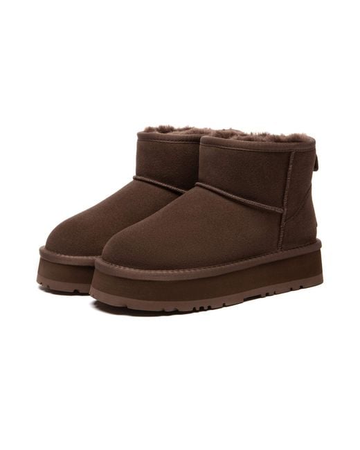 EverAu Australia Brown Dusky Leather Platform Short Boots
