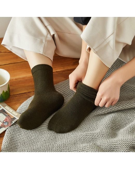 Soft Strokes Silk Green Wool Quarter-Length Socks Set Of Two