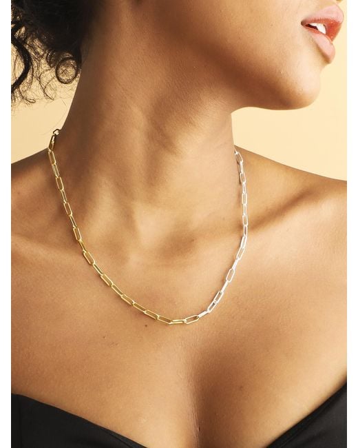 Lila Rasa White Dual Tone Mix Metal Paperclip Chain