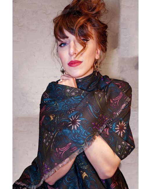 Natalia Petruch Black Dragon Silk And Wool Scarf