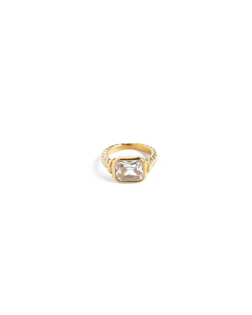 Superdivajewellery Metallic Croissant Clear Moon Ring