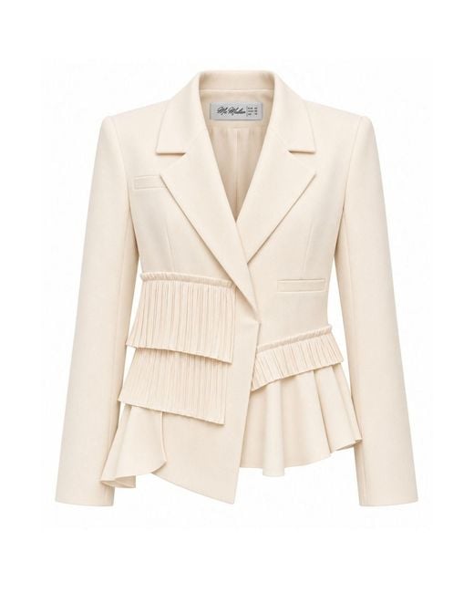 Ma Mulier Natural Asymmetric Pleated Detail Blazer